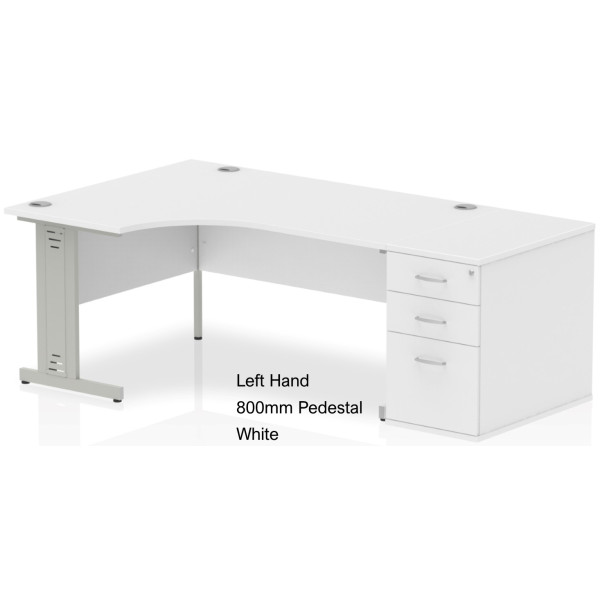Rayleigh Left Hand Cable Managed Desk and Pedestal Set
